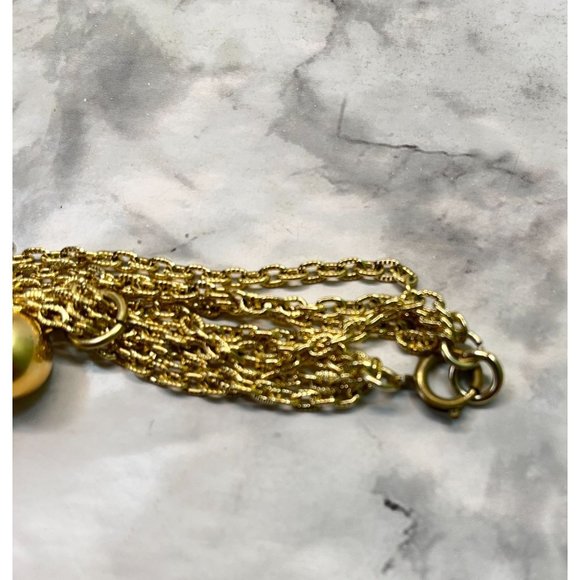 Vintage Gold Tone Tassel Statement Necklace Multi Strand Chain Retro - Picture 6 of 8